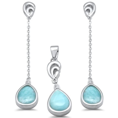 Pear Shape Natural Larimar Dan...