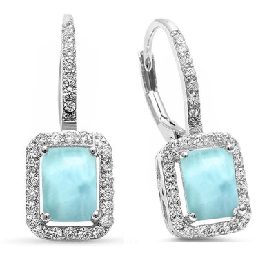 Natural Larimar & Cz Radiant S...