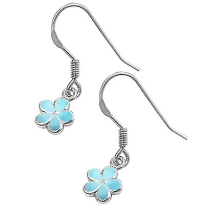 Natural Larimar Plumeria .925...