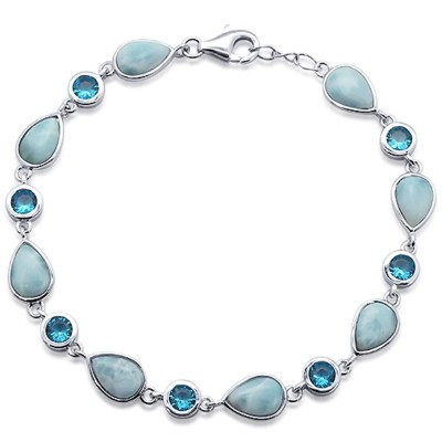 Pear Natural Larimar & Blue To...