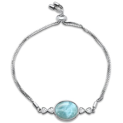 New Natural Larimar Oval .925...