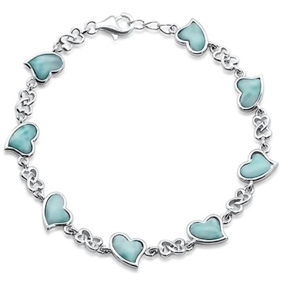 Natural Larimar Heart Charm .9...