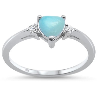 Natural Larimar Heart & Cz .92...