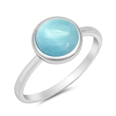 Natural Round Larimar .925 Ste...