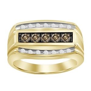 MEN'S RING 5/8 CT WHITE/CHOCOL...