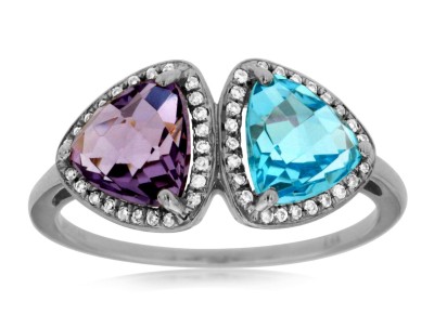 DIAMOND & BLUE TPZ&AMTHYS RING